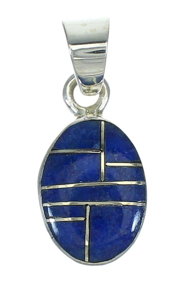 Lapis Inlay And Genuine Sterling Silver Southwest Slide Pendant YX67426